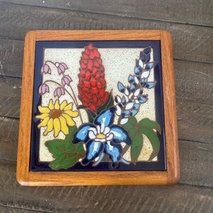 Floral Ceramic Trivet or Wall Decor